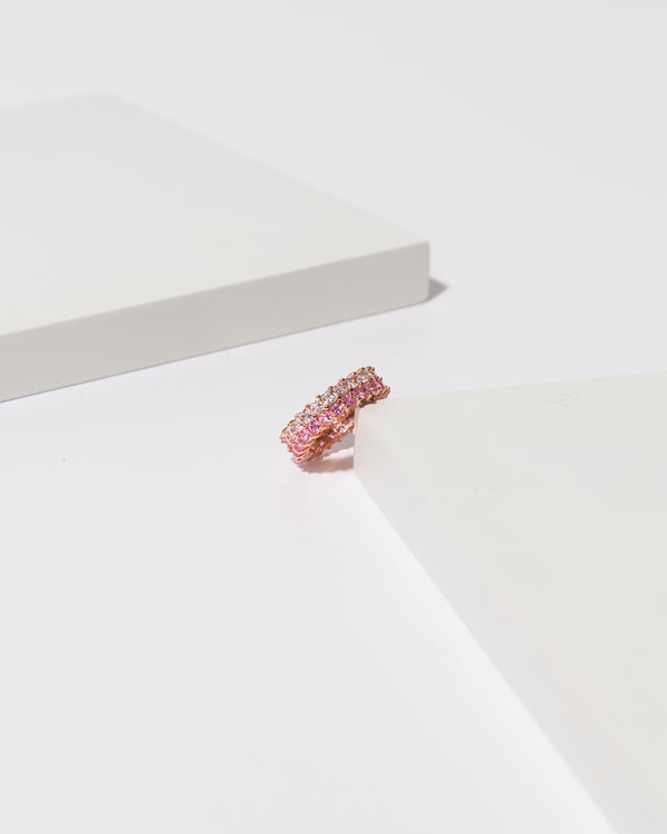 Pink & Silver Baguette Ring - House of Bijoux