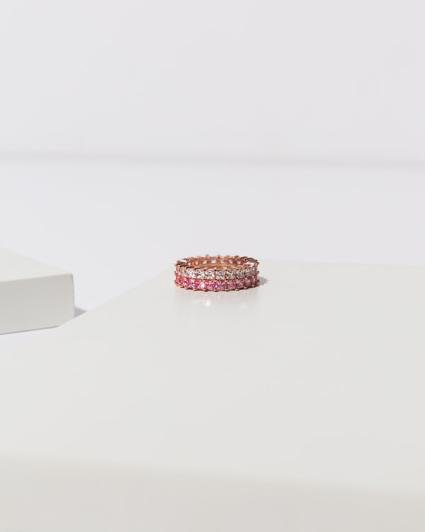 Pink & Silver Baguette Ring - House of Bijoux